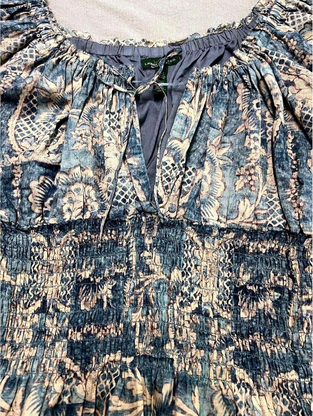 Lauren Jeans & Co Y2K Bohomocked Indigo Floral Peasant Boho/Cottagecore XL - Picture 3 of 6